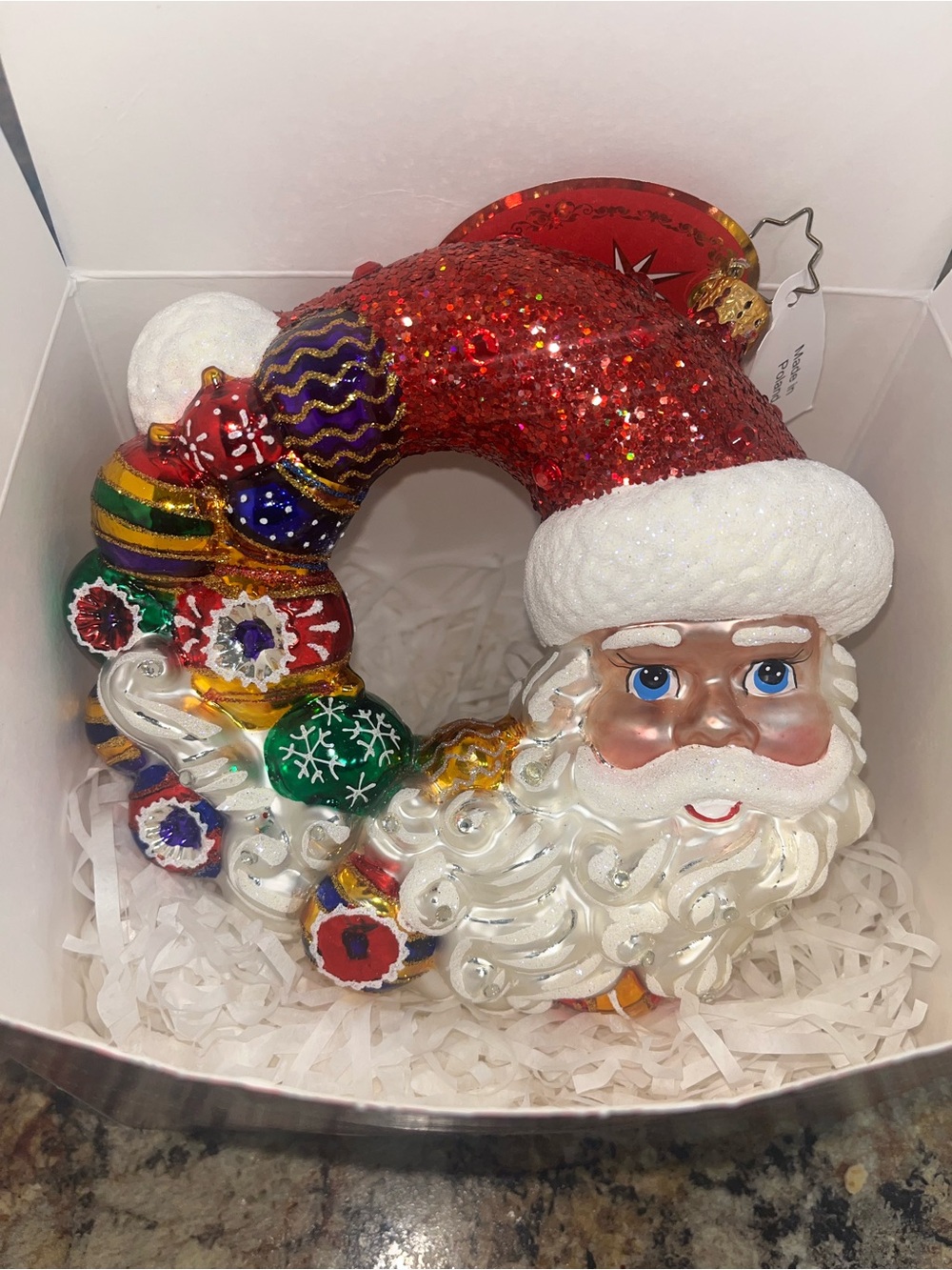 Christopher Radko Santa Comes Full Circle Wreath Ornament 6" NWT With Box